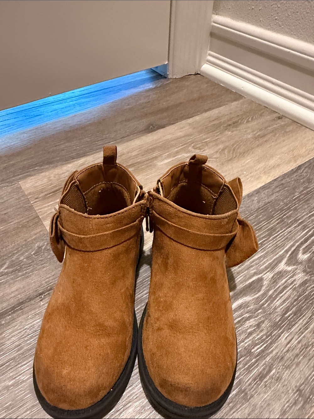 GAP Kids Brown Suede Bow Ankle Boots with Bow Detail
